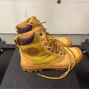 Palladium Mustard and Tan Boots
